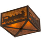 Meyda Lighting Train 15" 2-Light Cafe Noir Flush Mount Light With Amber Mica Shade Glass