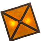 Meyda Lighting Train 15" 2-Light Cafe Noir Flush Mount Light With Amber Mica Shade Glass