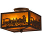 Meyda Lighting Train 15" 2-Light Cafe Noir Flush Mount Light With Amber Mica Shade Glass