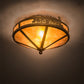 Meyda Lighting Train 16" 2-Light Antique Copper Flush Mount Light With Amber Mica Shade Glass