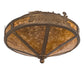 Meyda Lighting Train 16" 2-Light Antique Copper Flush Mount Light With Amber Mica Shade Glass