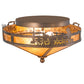 Meyda Lighting Train 16" 2-Light Antique Copper Flush Mount Light With Amber Mica Shade Glass