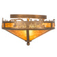 Meyda Lighting Train 16" 2-Light Antique Copper Flush Mount Light With Amber Mica Shade Glass