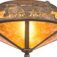 Meyda Lighting Train 16" 2-Light Antique Copper Flush Mount Light With Amber Mica Shade Glass