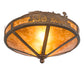 Meyda Lighting Train 16" 2-Light Antique Copper Flush Mount Light With Amber Mica Shade Glass