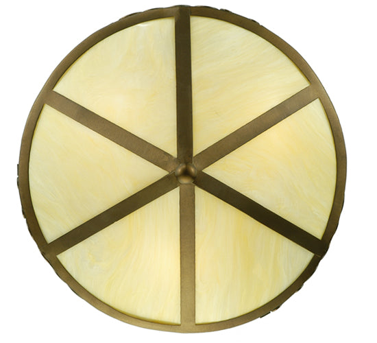 Meyda Lighting Train 16" 3-Light Antique Copper Flush Mount Light With Honey Onyx Acrylic Shade