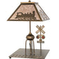 Meyda Lighting Train 25" Antique Copper Table Lamp With Silver Mica Shade Glass