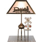 Meyda Lighting Train 25" Antique Copper Table Lamp With Silver Mica Shade Glass