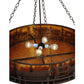 Meyda Lighting Train 36" 4-Light Cafe Noir Inverted Pendant Light With Amber Mica Shade Glass