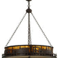 Meyda Lighting Train 36" 4-Light Cafe Noir Inverted Pendant Light With Amber Mica Shade Glass
