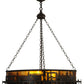 Meyda Lighting Train 36" 4-Light Cafe Noir Inverted Pendant Light With Amber Mica Shade Glass