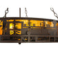 Meyda Lighting Train 36" 4-Light Cafe Noir Inverted Pendant Light With Amber Mica Shade Glass
