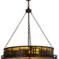Meyda Lighting Train 36" 4-Light Cafe Noir Inverted Pendant Light With Amber Mica Shade Glass