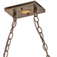 Meyda Lighting Train 48" 6-Light Antique Copper Island Pendant Light With Silver Mica Shade Glass