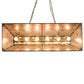 Meyda Lighting Train 48" 6-Light Antique Copper Island Pendant Light With Silver Mica Shade Glass