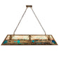 Meyda Lighting Train 60" 9-Light Antique Copper Island Pendant Light With Multi-Colored Shade Glass