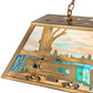 Meyda Lighting Train 60" 9-Light Antique Copper Island Pendant Light With Multi-Colored Shade Glass