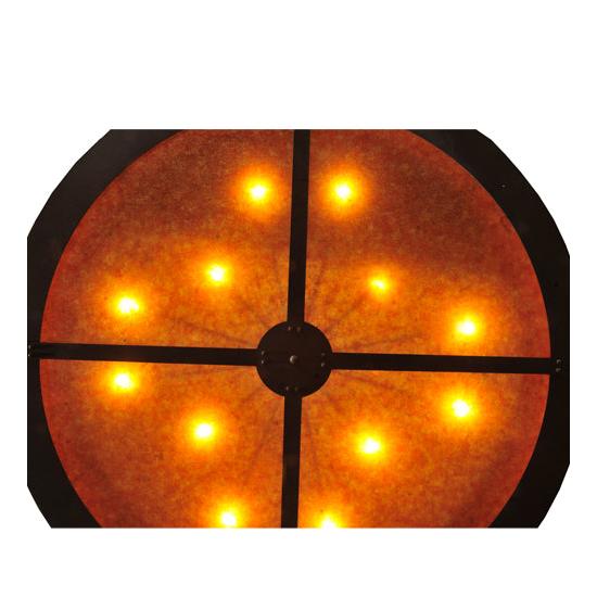 Meyda Lighting Train 72" 12-Light Cafe Noir Inverted Pendant Light With Amber Mica Shade Glass