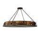 Meyda Lighting Train 72" 12-Light Cafe Noir Inverted Pendant Light With Amber Mica Shade Glass