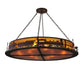 Meyda Lighting Train 72" 12-Light Cafe Noir Inverted Pendant Light With Amber Mica Shade Glass