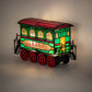 Meyda Lighting Train 8"H x 11"W 2-Light Black Carriage Lighted Sculpture Table Lamp With Multi-Colored Shade Glass