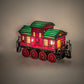 Meyda Lighting Train 9"H x 9"W 2-Light Black Carriage Lighted Sculpture Table Lamp With Multi-Colored Shade Glass
