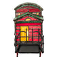 Meyda Lighting Train 9"H x 9"W 2-Light Black Carriage Lighted Sculpture Table Lamp With Multi-Colored Shade Glass