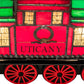 Meyda Lighting Train 9"H x 9"W 2-Light Black Carriage Lighted Sculpture Table Lamp With Multi-Colored Shade Glass