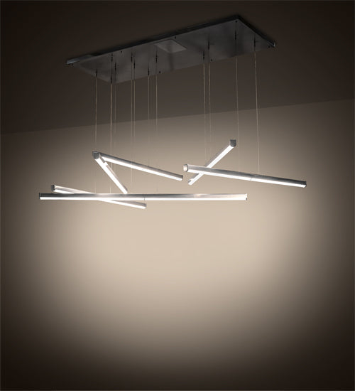 Meyda Lighting Trax 105" LED Britebond Chrome Cascading Pendant Light With White Statuario Idalight Shade