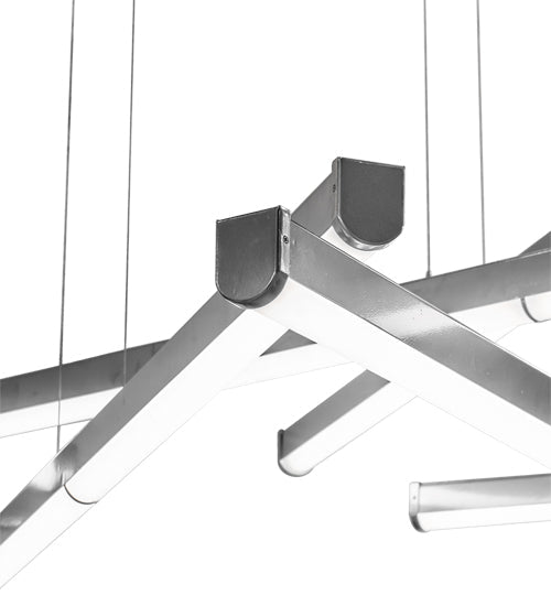 Meyda Lighting Trax 105" LED Britebond Chrome Cascading Pendant Light With White Statuario Idalight Shade