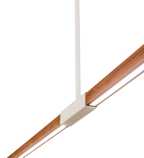 Meyda Lighting Trax 120" LED White & Faux Maplewood Island Pendant Light With White Statuario Idalight Shade