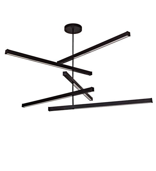 Meyda Lighting Trax 94" 5-Light LED Solar Black Cascading Pendant Light With White Statuario Idalight Shade