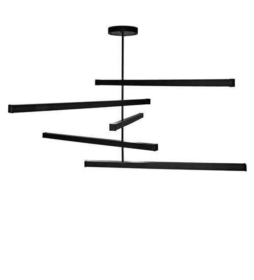 Meyda Lighting Trax 94" 5-Light LED Solar Black Cascading Pendant Light With White Statuario Idalight Shade
