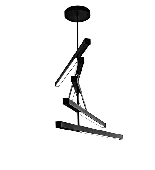 Meyda Lighting Trax 94" 5-Light LED Solar Black Cascading Pendant Light With White Statuario Idalight Shade