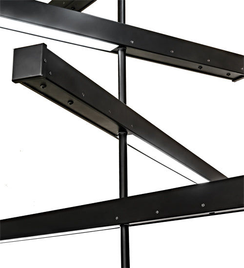Meyda Lighting Trax 94" 5-Light LED Solar Black Cascading Pendant Light With White Statuario Idalight Shade