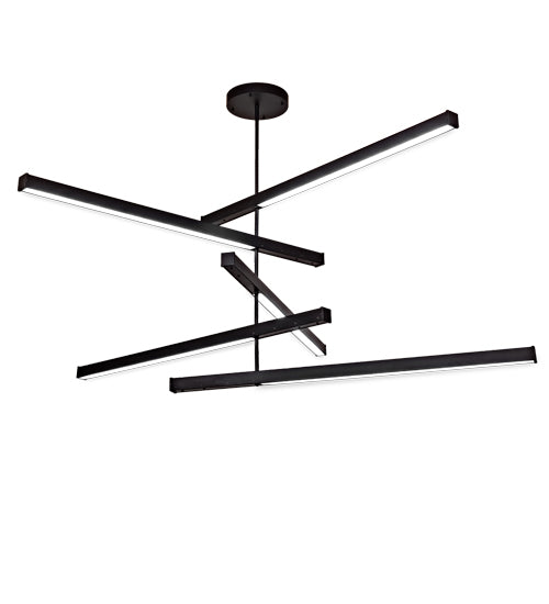 Meyda Lighting Trax 94" 5-Light LED Solar Black Cascading Pendant Light With White Statuario Idalight Shade