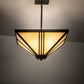 Meyda Lighting Tres Lineas 34" 4-Light Wrought Iron Mission Inverted Pendant Light With Beige Art Shade Glass