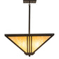 Meyda Lighting Tres Lineas 34" 4-Light Wrought Iron Mission Inverted Pendant Light With Beige Art Shade Glass