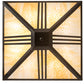 Meyda Lighting Tres Lineas 34" 4-Light Wrought Iron Mission Inverted Pendant Light With Beige Art Shade Glass