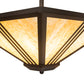 Meyda Lighting Tres Lineas 34" 4-Light Wrought Iron Mission Inverted Pendant Light With Beige Art Shade Glass