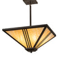 Meyda Lighting Tres Lineas 34" 4-Light Wrought Iron Mission Inverted Pendant Light With Beige Art Shade Glass