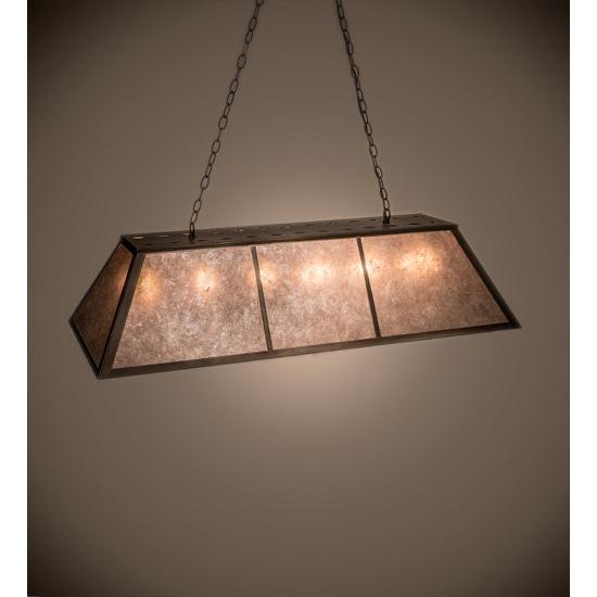 Meyda Lighting Tri-Panel 48" 6-Light Antique Copper Island Pendant Light With Silver Mica Shade Glass