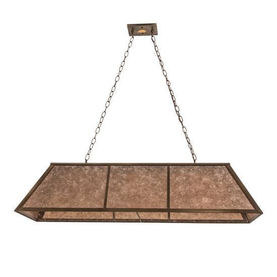 Meyda Lighting Tri-Panel 48" 6-Light Antique Copper Island Pendant Light With Silver Mica Shade Glass