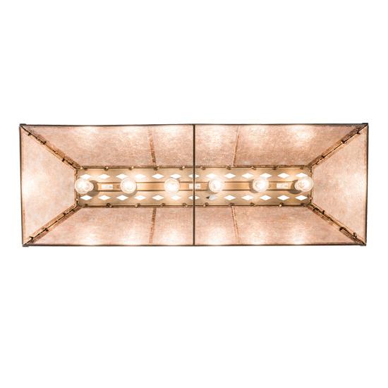 Meyda Lighting Tri-Panel 48" 6-Light Antique Copper Island Pendant Light With Silver Mica Shade Glass