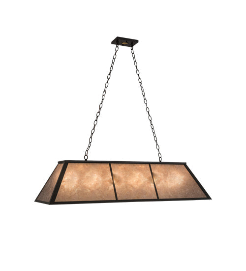 Meyda Lighting Tri-Panel 48" 6-Light Oil Rubbed Bronze Island Pendant Light With Silver Mica Shade Glass