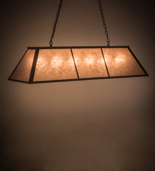 Meyda Lighting Tri-Panel 48" 6-Light Oil Rubbed Bronze Island Pendant Light With Silver Mica Shade Glass