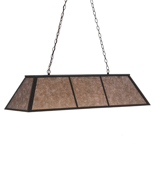 Meyda Lighting Tri-Panel 48" 6-Light Oil Rubbed Bronze Island Pendant Light With Silver Mica Shade Glass