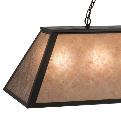 Meyda Lighting Tri-Panel 48" 6-Light Oil Rubbed Bronze Island Pendant Light With Silver Mica Shade Glass