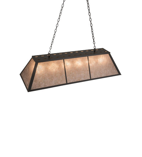 Meyda Lighting Tri-Panel 48" 6-Light Oil Rubbed Bronze Island Pendant Light With Silver Mica Shade Glass