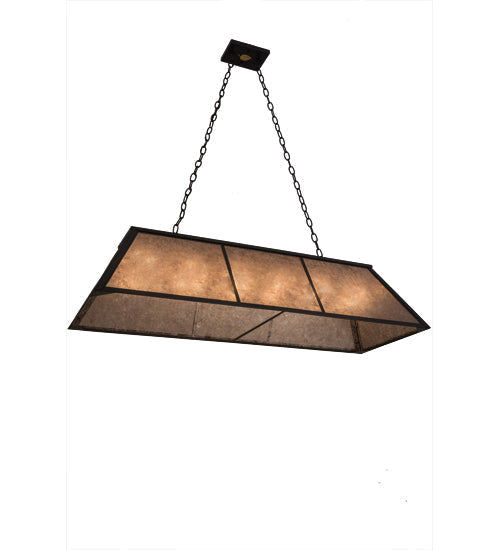 Meyda Lighting Tri-Panel 48" 6-Light Oil Rubbed Bronze Island Pendant Light With Silver Mica Shade Glass